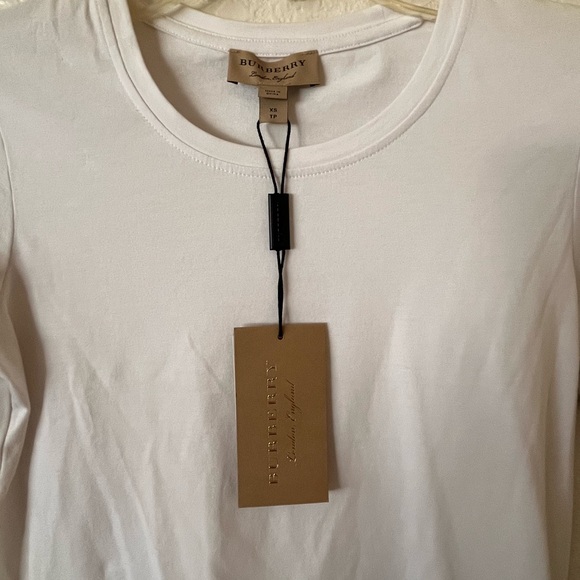 Burberry White T-Shirt with Tan Accents - Picture 2 of 5